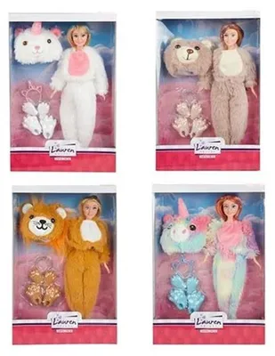 Produktbild von Toi-Toys Teenagerpuppe Lauren Onesie - Plüschpuppe 30 cm mehrfarbig