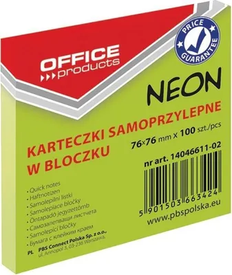 Zdjęcie produktu dla Karteczki samoprzylepne 76x76mm 100K neon żółte