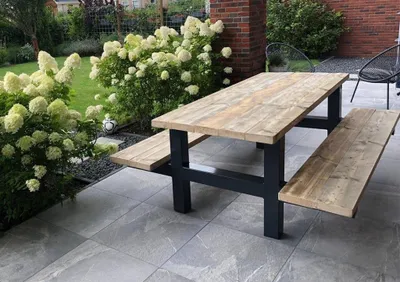 Produktbild von Picknickbank Gerüstholz mit Stahlfüße H