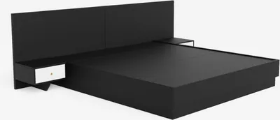 Image de Lit double Lit rembourré relevable 160x190 cm avec coffre de lit avec 2 tables de nuit au design moderne Schwaz - Noir