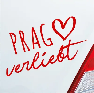 Produktbild von Auto Aufkleber Prag verliebt Herz Stadt Heimat Liebe Car 19x10 cm Rot Sticker Heckscheibenaufkleber