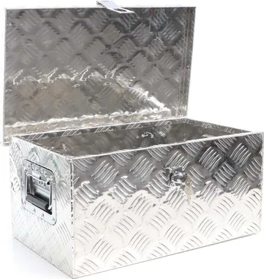 Produktbild von XPOtool Werkzeugbox Alu 50,8 x 30,5 x 24 cm, Silberfarbene Transportbox, Werkzeugkiste inkl. Schlüssel, Alubox mit Handgriffen, großzügige Deichselbox