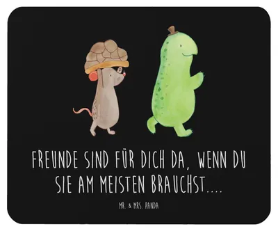 Produktbild von Mr. & Mrs. Panda Mouse Pad Schildkröte Maus - Schwarz - Geschenk, Fröhlich, pc mausunterlage, mauspad laptop, mousepad, Freunde