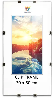 Produktbild von MG Design Cliprahmen 30 x 60 cm - rahmenloser Bilderrahmen mit Acrylglas & HDF Rückwand - für Fotos, Poster & Puzzle, vertikal & horizontal