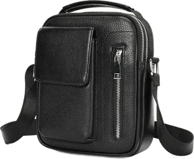 Image de INF Sac Bandoulière Homme en Cuir Véritable - Élégant et Polyvalent Le noir