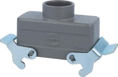 Produktbild von HARTING Han 16B Tüllengehäuse niedrig, 1xM32 gerader Kabelabgang, mit 2 Querbügeln Verschraubung M32 Klemmbereich