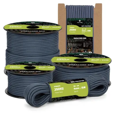 Produktbild von Paracord-Seil – 4 mm – 10 Meter – Polyester – 7 Litzen – Überlebensseil für Camping und Wandern