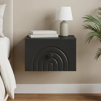 Produktbild von vidaXL Wandmontierter Nachttisch Schwarz 33 x 34,5 x 20 cm