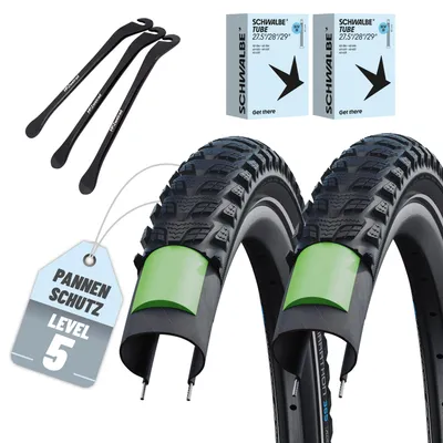Produktbild von 2er Set Schwalbe Reifen Marathon 365 Schwarz Reflex 28 x 2.15 (55-622) + SCV Schlauch + 3 MSZweirad Reifenheber