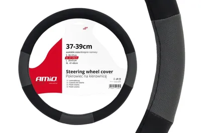 Produktbild von AMiO 01360 Lenkradbezug Ø37-39cm Schwarz Grau Lenkradhülle