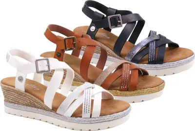 Produktbild von Mustang 1317-803 Damen Riemchen Sandaletten Keil Sandalen, Größe:42 EU, Farbe:Braun