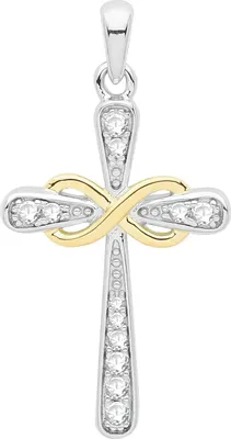 Image de Pendentif Femme Croix Plaqué Rhodium Argent fin 925 avec Oxyde de Zirconium; TRS31166