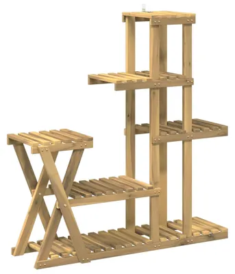 Image de Support pour plantes, blanc, 95 x 25 x 101,5 cm, en bois d'acacia massif