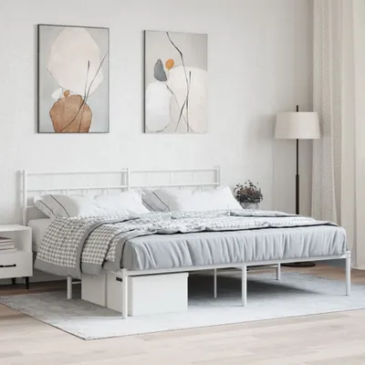 Produktbild von "2026 Promotion" Bettgestell moderne - mit Kopfteil - Metall Weiß - 183x213 cm - Polsterbett CC21585