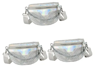 Produktbild von 3 Stück Gürteltasche für Damen, Glitzernde Bauchtasche für Outdoor-Aktivitäten
