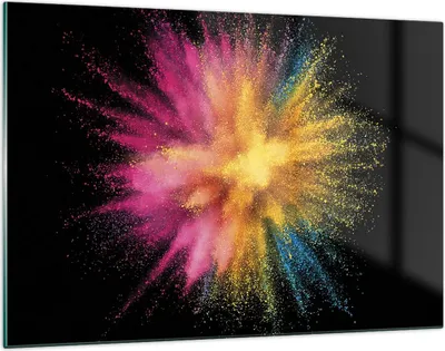 Produktbild von Bilder auf glas - Einteilig - Bunt Staub Explosion - 120x80cm - Glasbilder - Wandbilder - Bilder - zum Aufhängen bereit - Wanddekoration aus Glas - Glas Bilder - Wandbild auf Glas - GAA120x80-4529