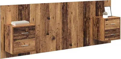 Image de vidaXL Tête de lit avec armoire à tiroirs 3 pcs bois ancien