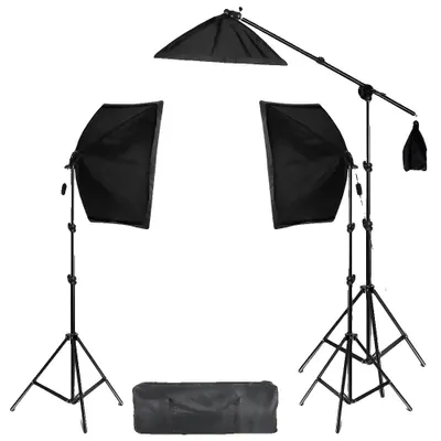 Obrázek produktu pro Fotografická osvětlovací sada, nastavitelný stativ, různé možnosti napájení, 2+1 softboxy