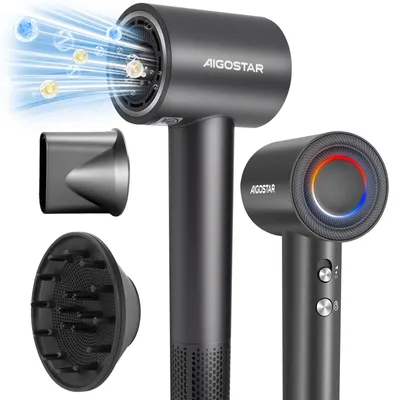 Produktbild von Aigostar Nora - Hochgeschwindigkeit Haartrockner, 200 Millionen Negative Ionen Föhn, 110,000 U/min Bürstenloser Motor Schnelles Trocknen