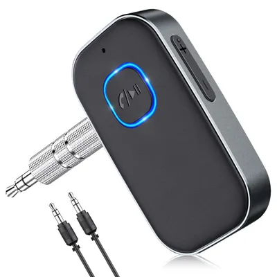 Produktbild von OKWISH KFZ-Adapter, Bluetooth 5.0 Audio Adapter 3,5 mm, kabelloser AUX Empfänger & Sender, Bluetooth Transmitter Receiver für Auto, TV, Stereoanlage, Mini Bluetooth Adapter, Wireless Audio
