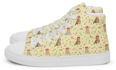 Produktbild von Mr. & Mrs. Panda Damenschuhe Otter Blumenstrauß Größe 44 - Gelb - Geschenk, Niedlich, Sneaker High, Seeotter, Damen, Turnschuhe, Schnürer, See, Süß