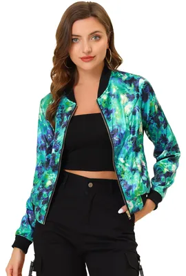 Productafbeelding van Allegra K dames blouson bomberjas met bloemenprint