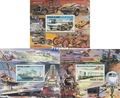 Produktbild von Briefmarken Dschibuti 1982 Mi Block64A-Block66A (kompl.Ausg.) postfrisch Verkehrsmittel