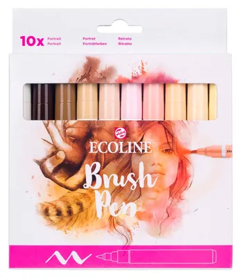 Produktbild von Talens Brushpen Set Porträt 10 Farben Aquarell Handlettering