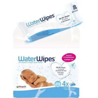 Zdjęcie produktu dla WATERWIPES, opakowanie ekonomiczne, 4 x 60 chusteczek