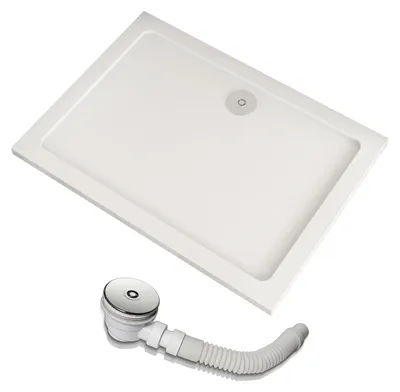 Produktbild von Duschspa 100x80x3cm Duschwanne mit Ablaufgarnitur Rechteck Duschtasse für Badezimmer Duschkabine Duschwand