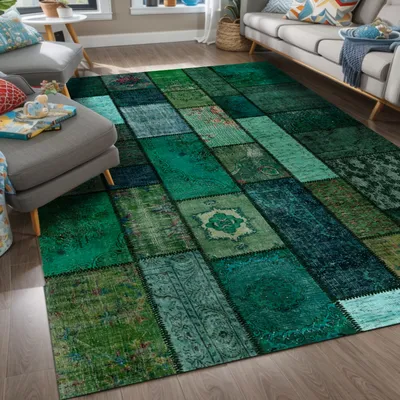 Produktbild von Trunk Bedruckter Teppich Chenille-Druck Maschinell Hergestellt 200x300 cm, Waschbarer Teppich Wohnzimmer, Vintage Teppich Schlafzimmer