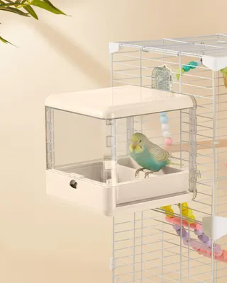 Imagen del producto de Baño para pájaros con comedero, 17x17x18 cm, para pájaros pequeños y medianos, accesorio para jaulas
