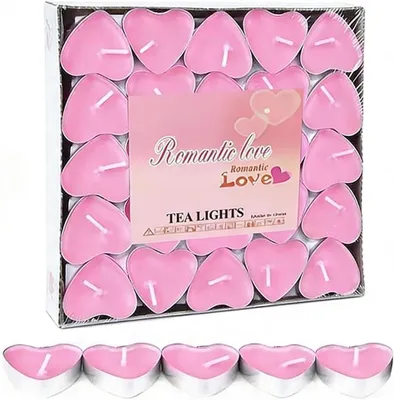 Produktbild von Teelichter in Herzform, Herzkerzen, romantische Kerzen, Teelichter, romantische Liebeskerzen für Geburtstag, Hochzeit, Verlobung (50 Stück, rosa)
