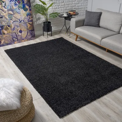 Immagine prodotto di Tappeto shag alto e morbido Unyqoos® – Nero, 160x230 cm, 100% polipropilene Soft-Touch, pelo alto di 35 mm, facile da pulire e ipoallergenico