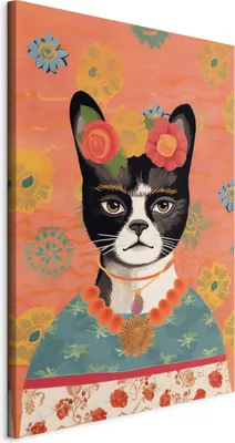 Immagine prodotto di Murales XXL Frida Kahlo 60x90 cm 1 pezzo decorazione murale tela quadri grande soggiorno ispirato animale donna ritratto astrazione h-H-10049-b-a