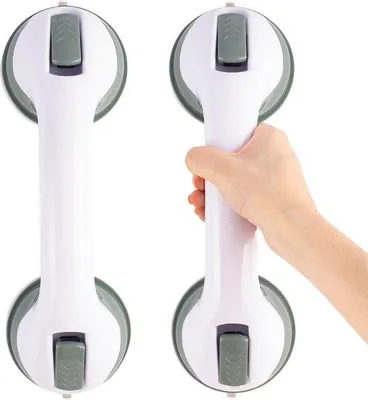 Produktbild von Famanu Duschhandgriff Set ohne Bohren - 2 Stück mit Saugnapf für zusätzliche Sicherheit