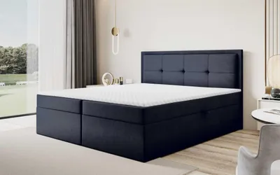 Produktbild von Boxspringbett Schlafzimmerbett DEGNA 160x220cm Stoff Gerra Schwarz