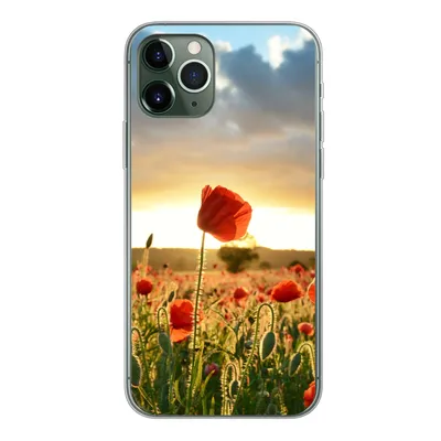 Produktbild von MuchoWow® Handyhülle Schutzhülle Hülle für iPhone 11 Pro Bunter Himmel über vielen Mohnblumen Silikon Softcase Handy Hülle - Handy