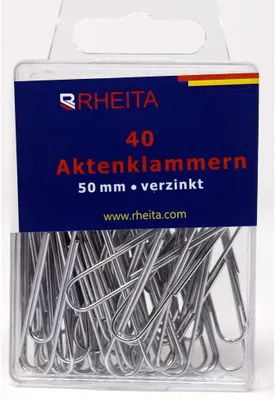 Produktbild von Rheita Aktenklammern 50 mm, vernickelt, 40 Stück in Klarsichtbox