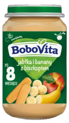 Zdjęcie produktu dla BoboVita Deserek Jabłka i banany z biszkoptem po 8 miesiącu 190g