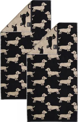 Produktbild von 2 Stück Cawö We love Dogs Handtücher 6246-93 Dackel Schwarz 50x100