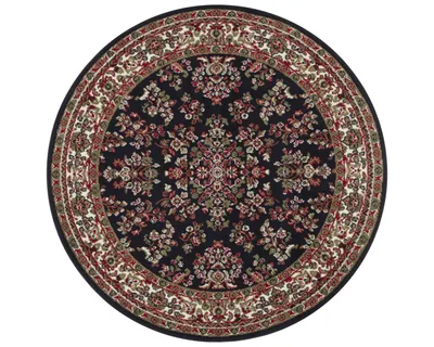 Zdjęcie produktu dla Okrągły dywan, granatowy wzór tradycyjny 140cm