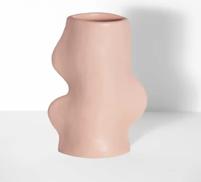 Image de Vase en céramique Fluxo Medium Pink - Vase fait main au Portugal 10x6x17cm