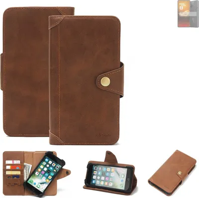 Produktbild von K-S-Trade Handyhülle kompatibel mit Asus ROG Phone 8 Schutz Hülle Walletcase Bookstyle Tasche Case Handytasche Wallet Flipcase Cover PolyurethanBraun (1x)