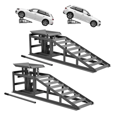 Produktbild von 2 Stück PKW Auffahrrampe höhenverstellbar Rampe Wagenheber, Laderampe Set Hebeplattform (Grau) Auffahrrampe Max 2000 kg Laderampe Auffahrrampen