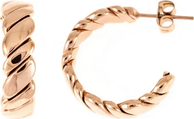 Produktbild von Paar Creolen Halbcreolen 21,7x6,3mm aus Edelstahl roségoldfarben beschichtet