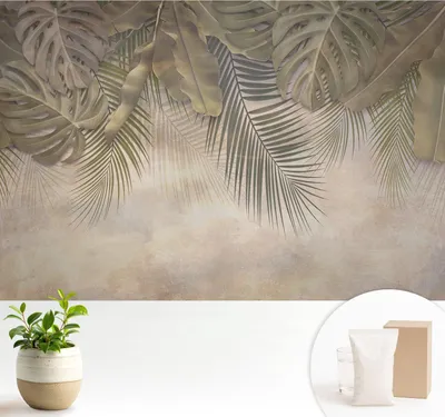 Produktbild von Fototapete  - 104x70 cm - Tapete - Wandtapete - Wandbilder  - Dekofolie - Tapete Folie - Wand - Dekoration - Wohnzimmer - Tropische Blätter