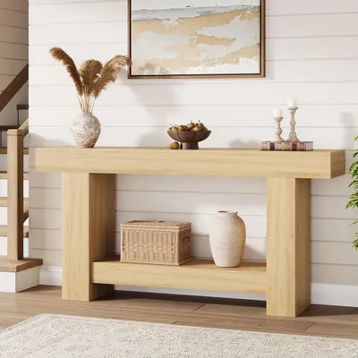 Produktbild von Landhaus - Konsolentisch aus Holz - 160 cm - 2 Ebenen - Mit Ablage/Stauraum - Rechteckig - Wohnzimmer/Flur - Dunkellila
