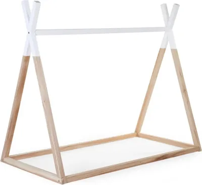 Zdjęcie produktu dla Łóżko do zabawy CHILDHOME tipi 70x140 cm drewno naturalne kolory i biały B140TIPI