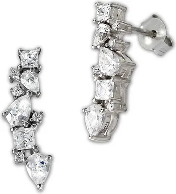 Productafbeelding van SilberDream dames oorbellen, rankdesign, zirkonia, wit, oorbellen, 925 zilver, model D2GSO489W